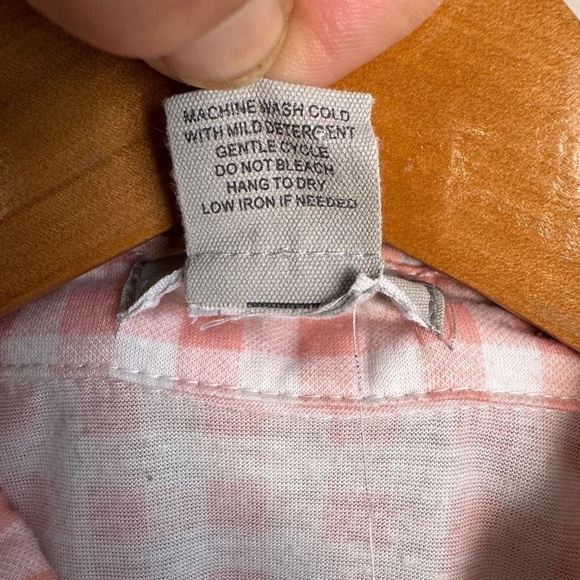 Passport‎ Women's Pink Gingham Short Sleeve Button Up Shirt Medium Hem Tie Beach - Picture 5 of 9